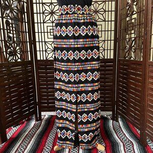 Vintage Left Field Embroidered Geometric Long Boho Pencil Skirt Sz XS/S